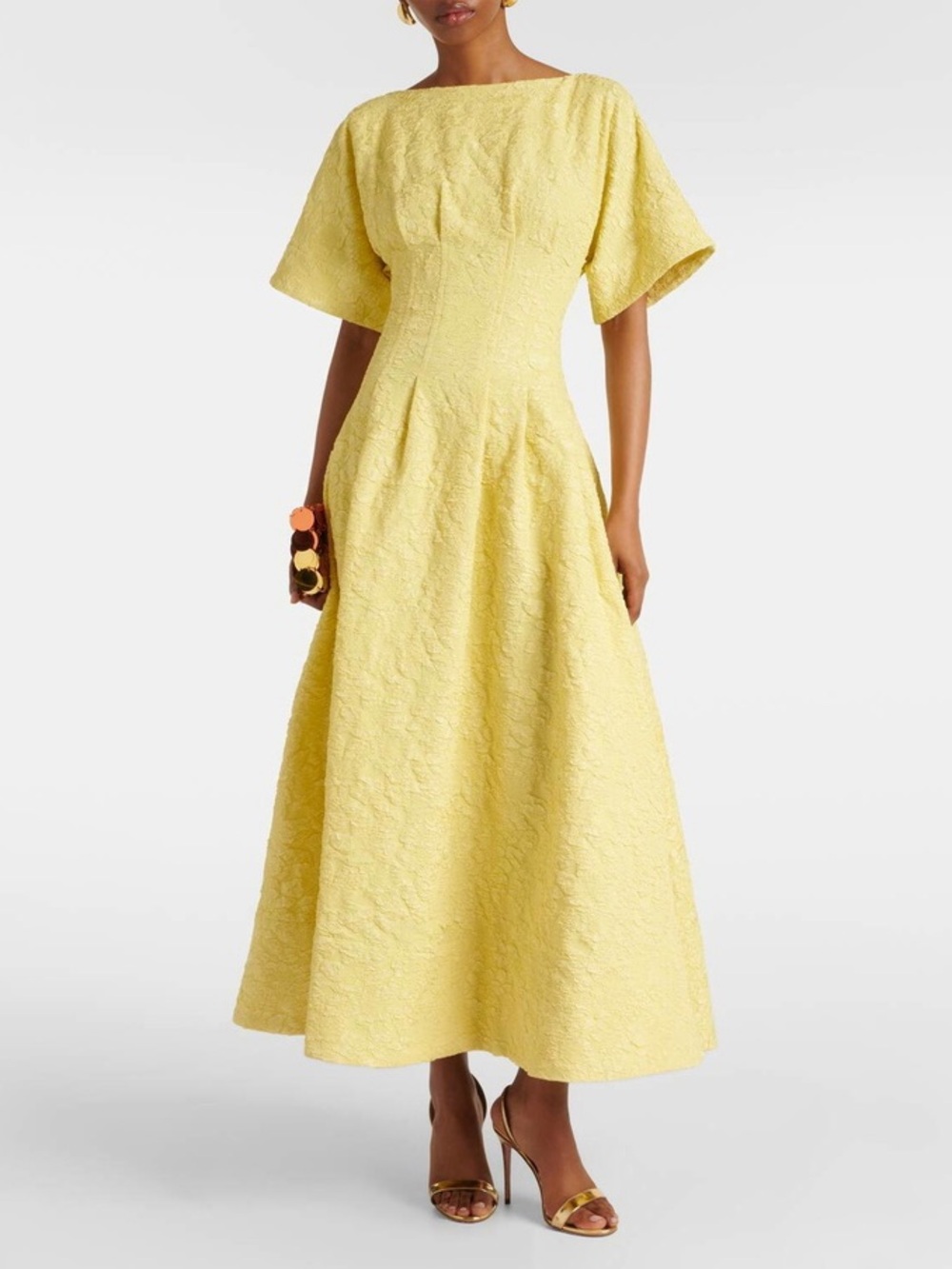 Jonathan Simkhai | Rosalie Yellow Textured Jacquard Maxi Dress Size 4 - Picture 8 of 11